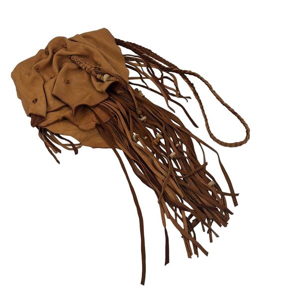 Vintage handmade Carol Kotozre deer skin leather fringe bag - Picture 4 of 10